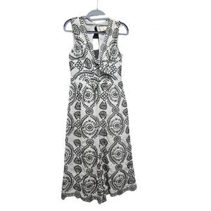 Alex Vinash White and Black Embroidered Jumpsuit Size S